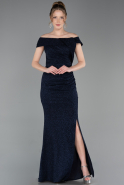 Robe de Soirée Longue Bleu Marine ABU6151