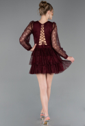 Robe de Cérémonie Courte Dantelle Rouge Bordeaux ABK2623