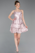 Robe de Cérémonie Courte Satin Poudre ABK2624