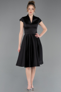 Robe de Cérémonie Midi Satin Noir ABK2626
