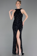Robe de Soirée Longue Squameuse Bleu Marine ABU5135