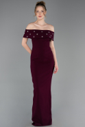 Robe de Soirée Longue Violet Foncé ABU6161