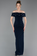 Robe de Soirée Longue Bleu Marine ABU6161