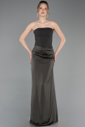 Robe de Soirée Longue Satin Kaki ABU6096