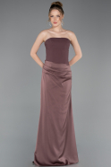Robe de Soirée Longue Satin Brun ABU6096