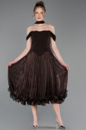 Robe de Cérémonie Midi Mousseline Brun ABK2619