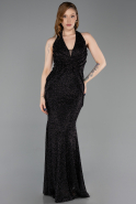 Robe Queue de Poisson Longue Perlé Noir ABU6165