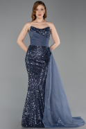 Robe de Soirée Longue Squameuse Anthracite ABU6173