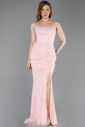 Robe de Soirée Longue Dantelle Poudre ABU6172