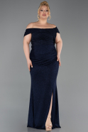 Robe De Soirée Grande Taille Longue Bleu Marine ABU5714