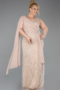 Robe De Soirée Grande Taille Longue Perlé Or ABU6133
