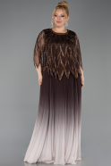 Robe De Soirée Grande Taille Mousseline Longue Brun ABU4633