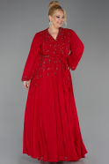Robe De Soirée Grande Taille Mousseline Longue Rouge ABU3075