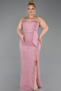 Robe de Soirée Grande Taille Longue Perlé Poudre ABU5989