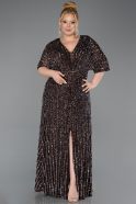 Robe De Soirée Grande Taille Squameuse Longue Brun ABU5846