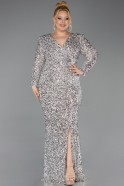 Robe de Soirée Grande Taille Longue Squameuse Beige ABU6074