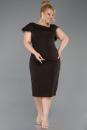Robe De Invitation Grande Taille Midi Brun ABK2632
