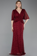 Robe De Soirée Grande Taille Longue Rouge Bordeaux ABU4542