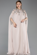 Robe De Soirée Grande Taille Longue Mousseline Beige ABU6175