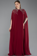 Robe De Soirée Grande Taille Mousseline Longue Rouge Bordeaux ABU5845