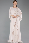 Robe De Soirée Grande Taille Longue Mousseline Beige ABU6177