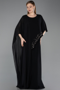 Robe De Soirée Grande Taille Longue Mousseline Noir ABU6179