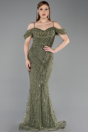 Robe de Soirée Longue Perlé Kaki ABU6190