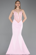Robe De Soirée Longue Rose ABU5568
