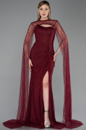 Robe De Soirée Dantelle Longue Couleur Cerise ABU5614