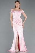 Robe De Soirée Satin Longue Poudre ABU5976