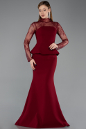 Robe de Soirée Grande Taille Longue Rouge Bordeaux ABU6195