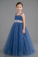 Robe De Soirée Enfants Longue Gris-Indigo ABU3031