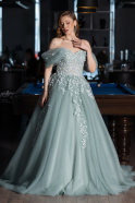 Robe De Soirée De Créateur Longue Menthe ABU3600