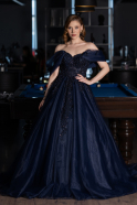 Robe De Soirée De Créateur Longue Bleu Marine ABU3600