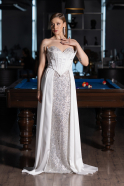 Robe de Soirée Longue Satin Blanc ABU6193