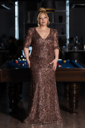 Robe de Soirée Grande Taille Longue Squameuse Cuivre ABU6149