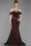 Robe Queue de Poisson Longue Brun ABU6198
