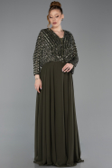 Robe Grande Taille Mousseline Longue Kaki ABU5859