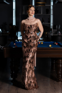 Robe de Soirée Longue Squameuse Cuivre ABU6202