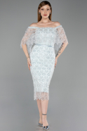Robe de Cérémonie Midi Perlé Menthe ABK2634