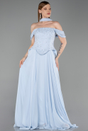 Robe Grande Taille Longue Mousseline Bleu clair ABU6247