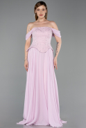 Robe de Soirée Longue Mousseline Poudre ABU6221
