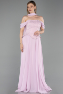 Robe de Soirée Longue Mousseline Poudre ABU6221