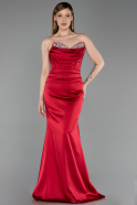 Robe Queue de Poisson Longue Satin Rouge ABU6222