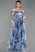 Robe de Soirée Longue Bleu Marine ABU6226