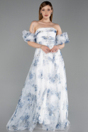 Robe de Soirée Longue Bleu Marine ABU6228