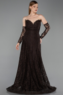 Robe de Soirée Longue Dantelle Brun ABU6229
