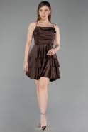 Robe de Cérémonie Courte Satin Brun ABK2640