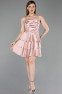 Robe de Cérémonie Courte Satin Poudre ABK2640