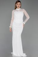Robe de Soirée Longue Dantelle Blanc ABU6207